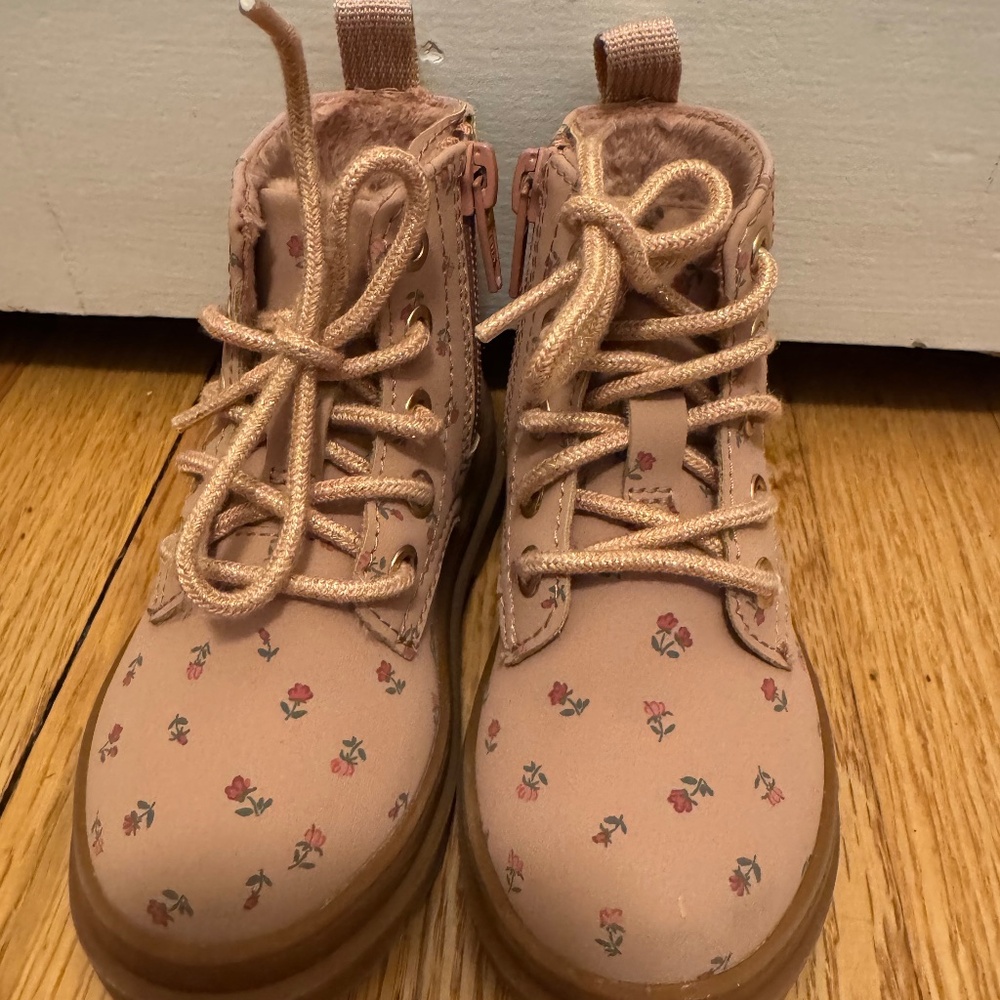 Toddler girl floral combat boots